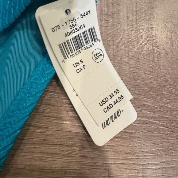 Aerie Ribbed High-Waisted Bikini Set With Adjustable Straps In Teal SMALL NEW - Picture 4 of 9